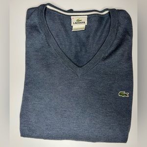 Blue/Grey V-Neck Lacoste Sweater Size 6 EU, Size L US